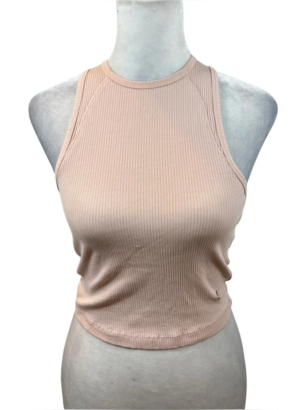 Ladies Gymshark Light Pink Ribbed Cropped Tank Top Size Small
